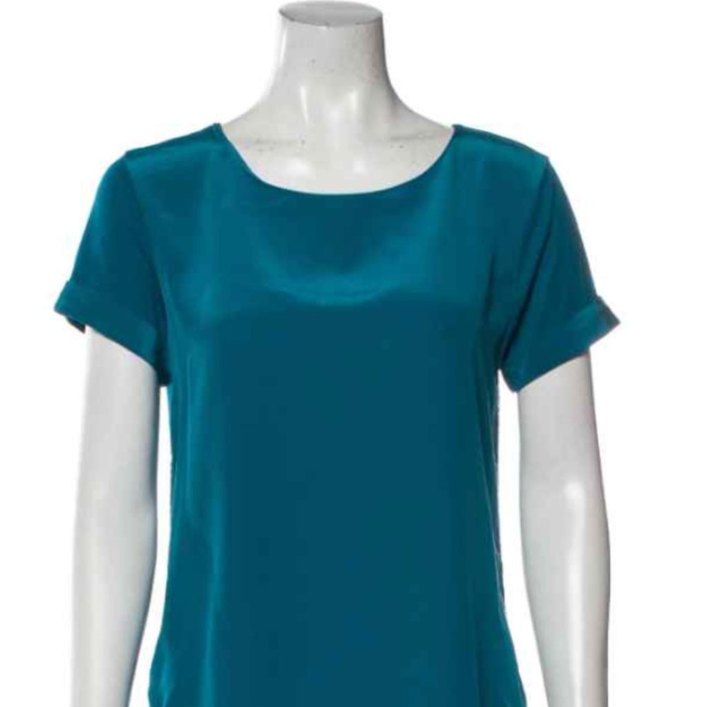 VINCE Scoop Neck Short Sleeve Blouse Teal